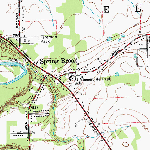 Topographic Map of Saint Vincent de Paul Roman Catholic Church, NY