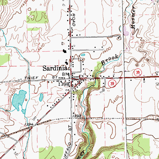 Topographic Map of Sardinia Church of Christ, NY