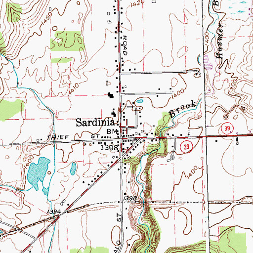 Topographic Map of Sardinia United Methodist Church, NY