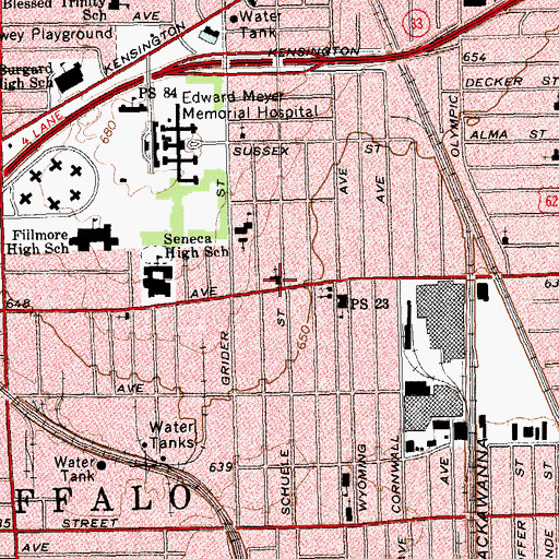 Topographic Map of Second Temple Missionary Baptist Church, NY