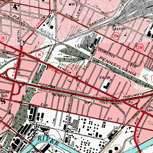 Topographic Map of Seneca Babcock Community Center, NY