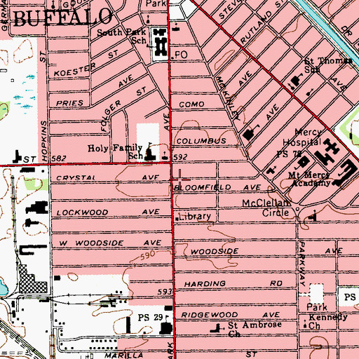 Topographic Map of South Buffalo Assembly of God, NY