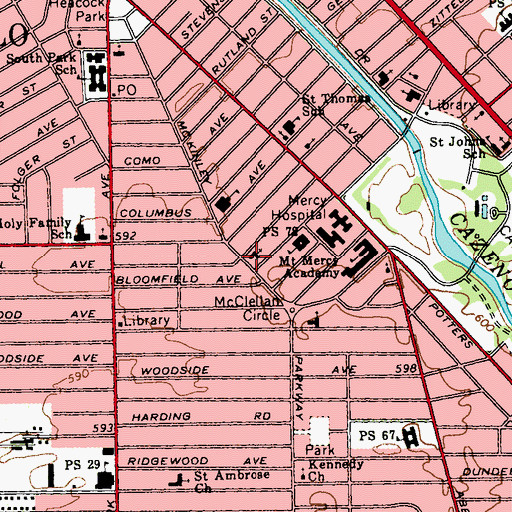 Topographic Map of South Park United Presbyterian Church, NY