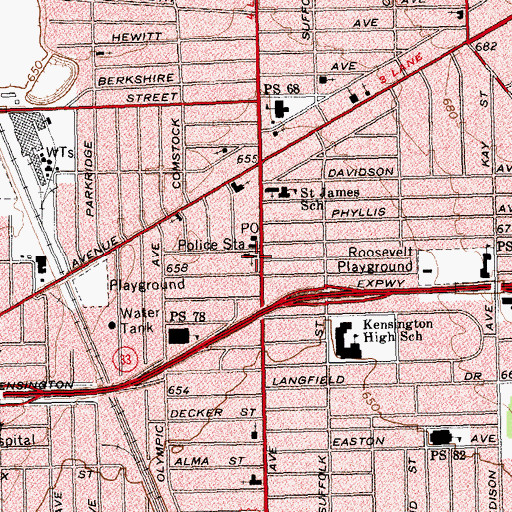 Topographic Map of Trinity Baptist Church, NY