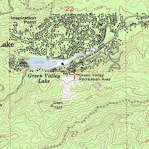 Topographic Map of Green Valley Recreation Area, CA