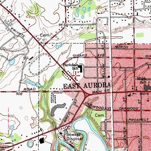 Topographic Map of Unitarian Universalist Church of East Aurora, NY