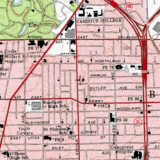 Topographic Map of Unity Church of God and Christ, NY