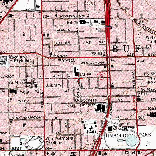 Topographic Map of Walls Memorial African Methodist Episcopal Zion Church, NY