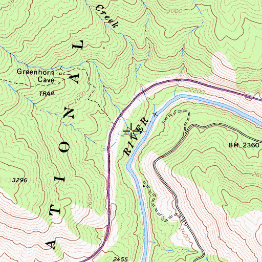 Topographic Map of Greenhorn Creek, CA