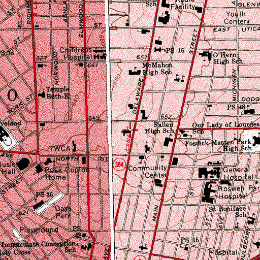 Topographic Map of Westminster Presbyterian Church, NY