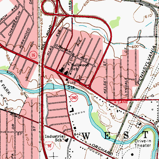 Topographic Map of Woodside United Methodist Church, NY