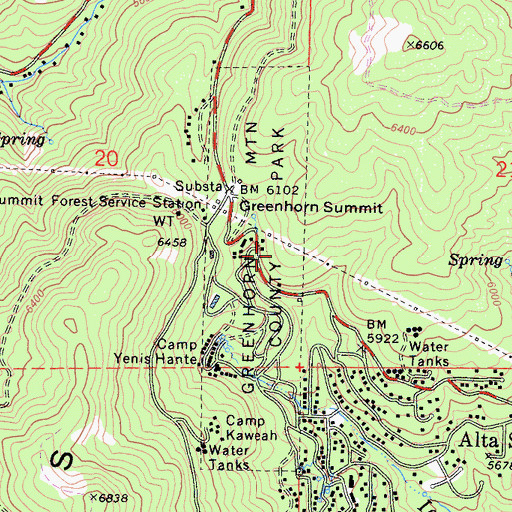 Topographic Map of Greenhorn Mountain County Park, CA