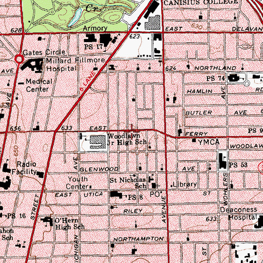 Topographic Map of Zion Missionary Baptist Church, NY