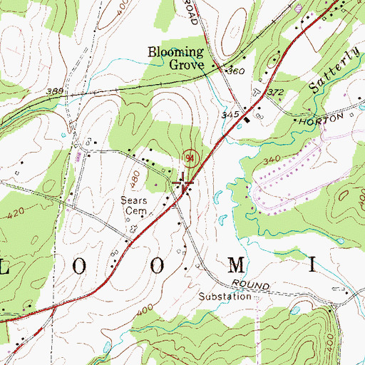 Topographic Map of Blooming Grove United Church of Christ, NY
