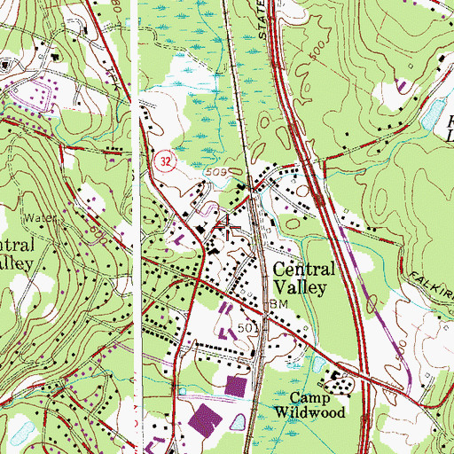 Topographic Map of Central Valley United Methodist Church, NY