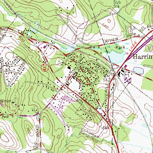 Topographic Map of Harriman United Methodist Church, NY