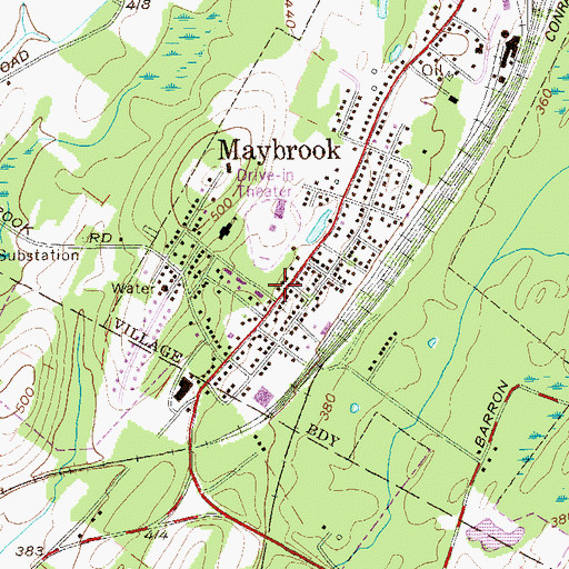 Topographic Map of Maybrook Methodist Church, NY