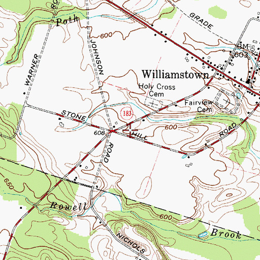 Topographic Map of Williamstown Church of Christ, NY