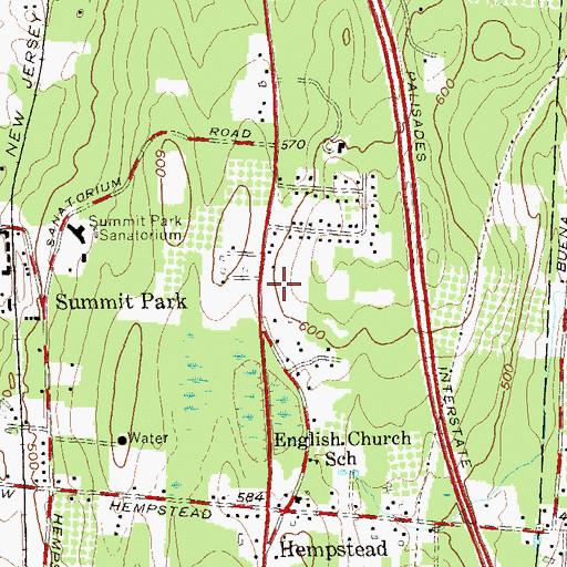 Topographic Map of Rockland Baptist Church, NY