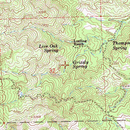 Topographic Map of Grizzly Spring, CA