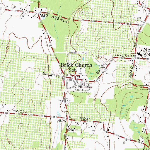 Topographic Map of The Brick Church, NY