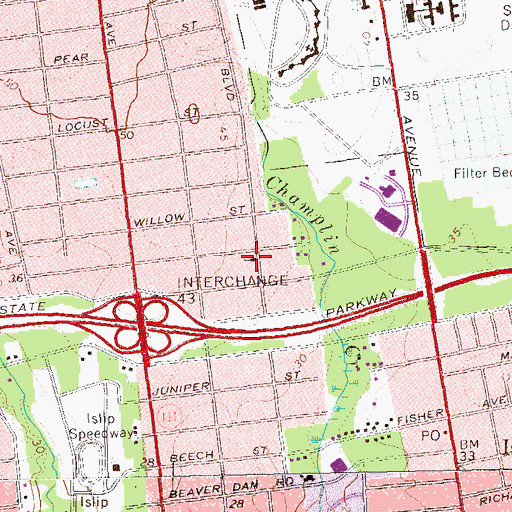 Topographic Map of Central Islip Church of Christ, NY