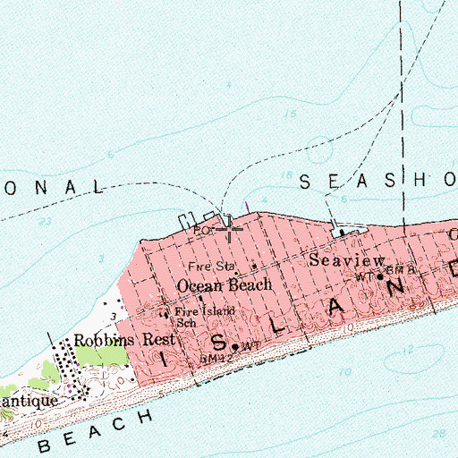 Topographic Map of Fire Island Synagogue, NY