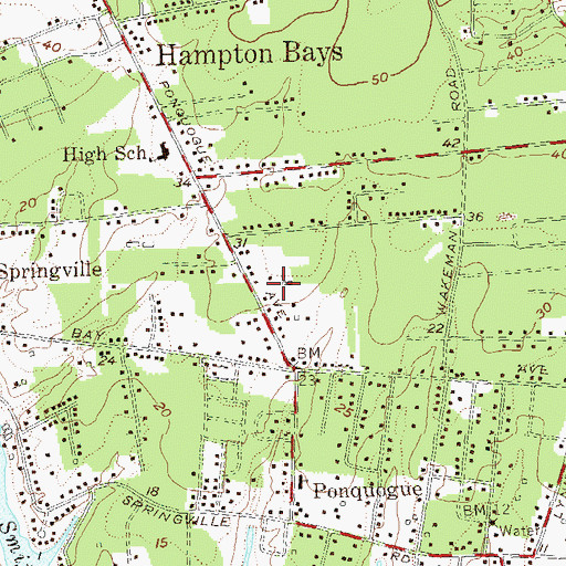 Topographic Map of Hampton Bays Assembly of God Church, NY