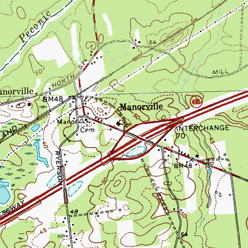 Topographic Map of Manorville Community Church, NY