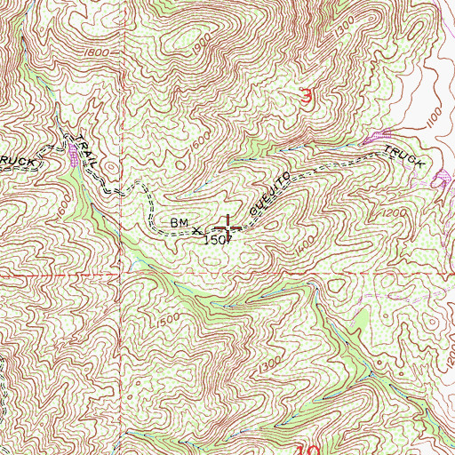 Topographic Map of Guejito Truck Trail, CA