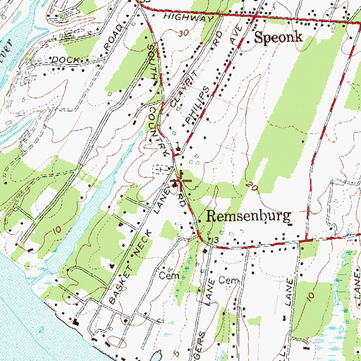 Topographic Map of Remsenburg Community Church, NY