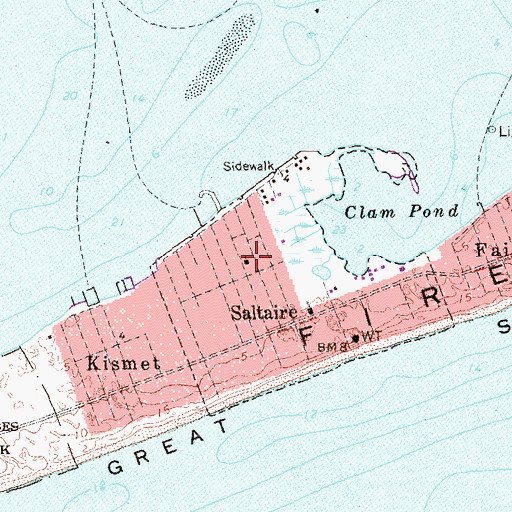 Topographic Map of Saint Andrews by the Sea Church, NY