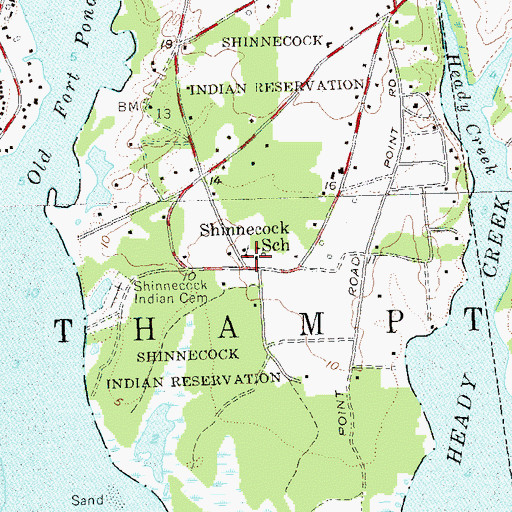 Topographic Map of Shinecock Presbyterian Church, NY