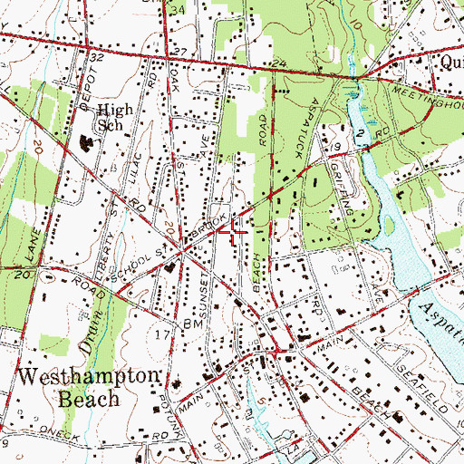 Topographic Map of The Hampton Synagogue, NY