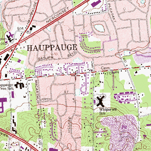 Topographic Map of Village Lane Bible Chapel, NY
