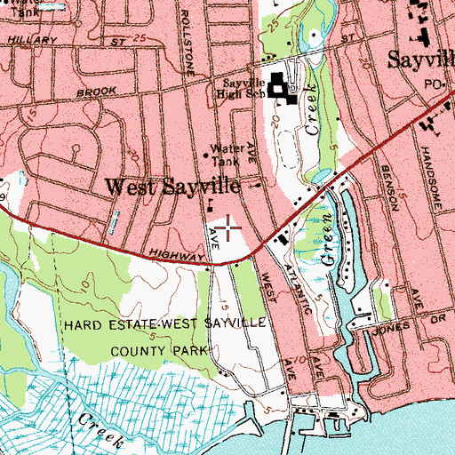 Topographic Map of West Sayville Reformed Bible Church, NY