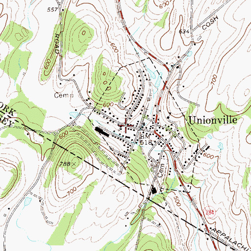 Topographic Map of Unionville Presbyterian Church, NY