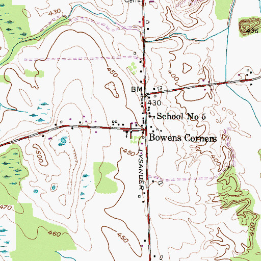 Topographic Map of Bowens Corners Methodist Church, NY