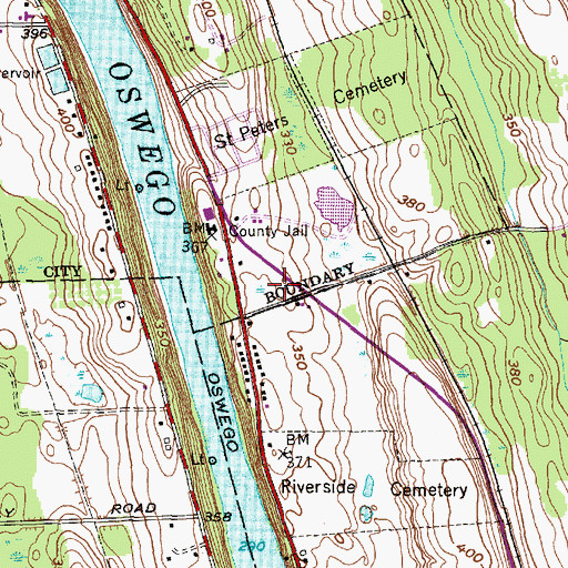 Topographic Map of Oswego Church of Christ, NY