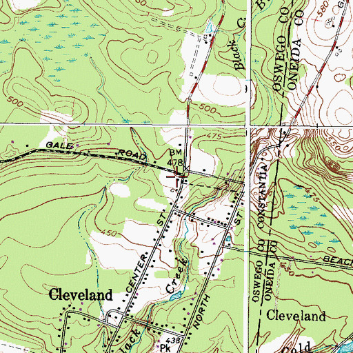 Topographic Map of Cleveland Bible Chapel, NY