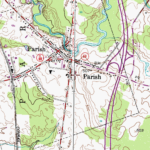 Topographic Map of Paris Hastings Presbyterian Church, NY