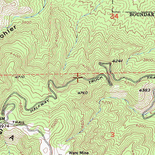 Topographic Map of Halfway Truck Trail, CA