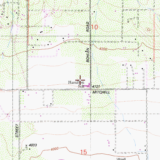 Topographic Map of Hamilton K-8 School, CA