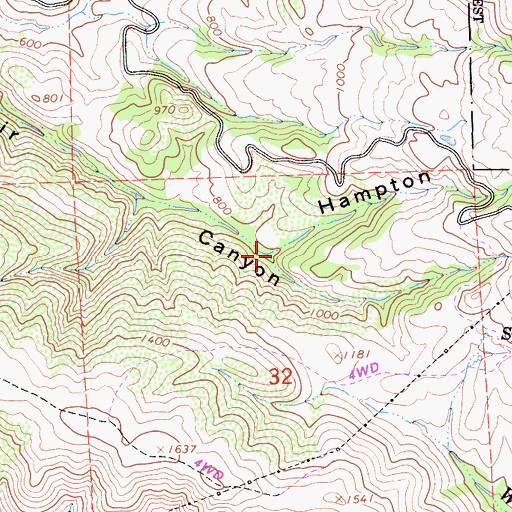 Topographic Map of Hampton Canyon, CA