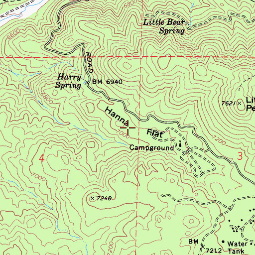 Topographic Map of Hanna Flat, CA