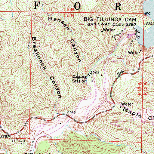 Topographic Map of Hansen Canyon, CA