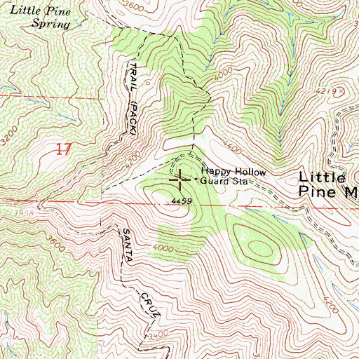 Topographic Map of Happy Hollow Guard Station, CA