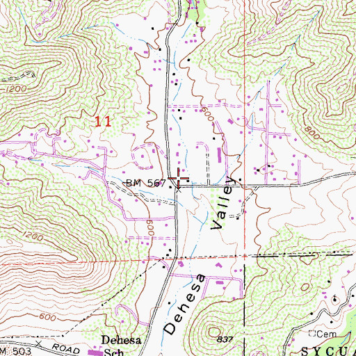 Topographic Map of Harbison Canyon, CA