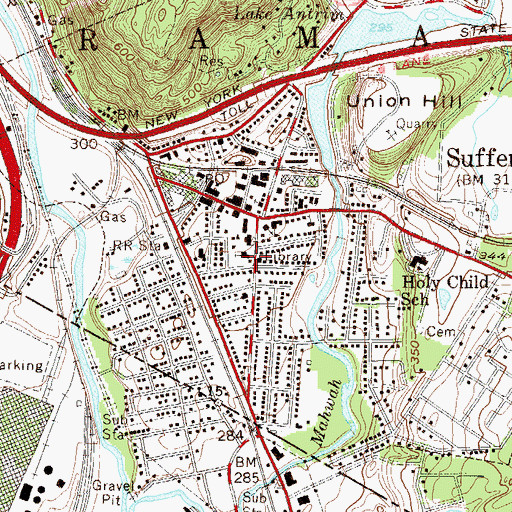 Topographic Map of Christ Episcopal Church of Ramapo, NY