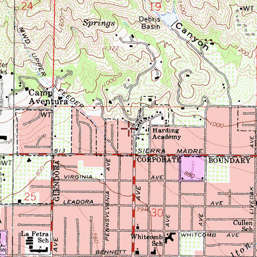 Topographic Map of Harding Academy, CA
